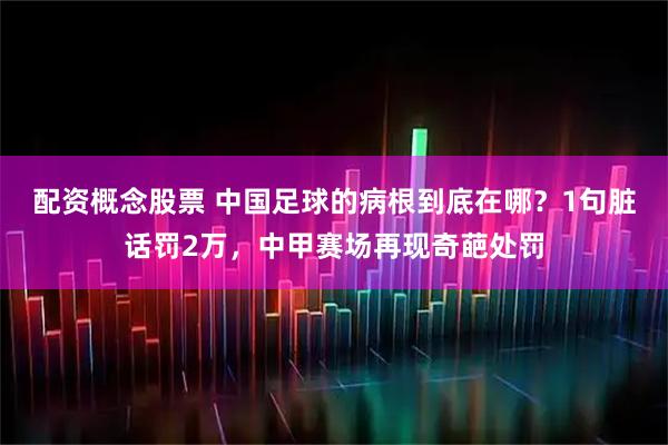 配资概念股票 中国足球的病根到底在哪？1句脏话罚2万，中甲赛场再现奇葩处罚