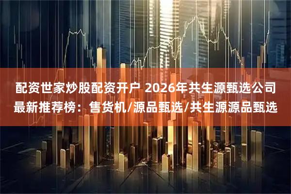 配资世家炒股配资开户 2026年共生源甄选公司最新推荐榜:售货机/源品甄选/共生源源品甄选